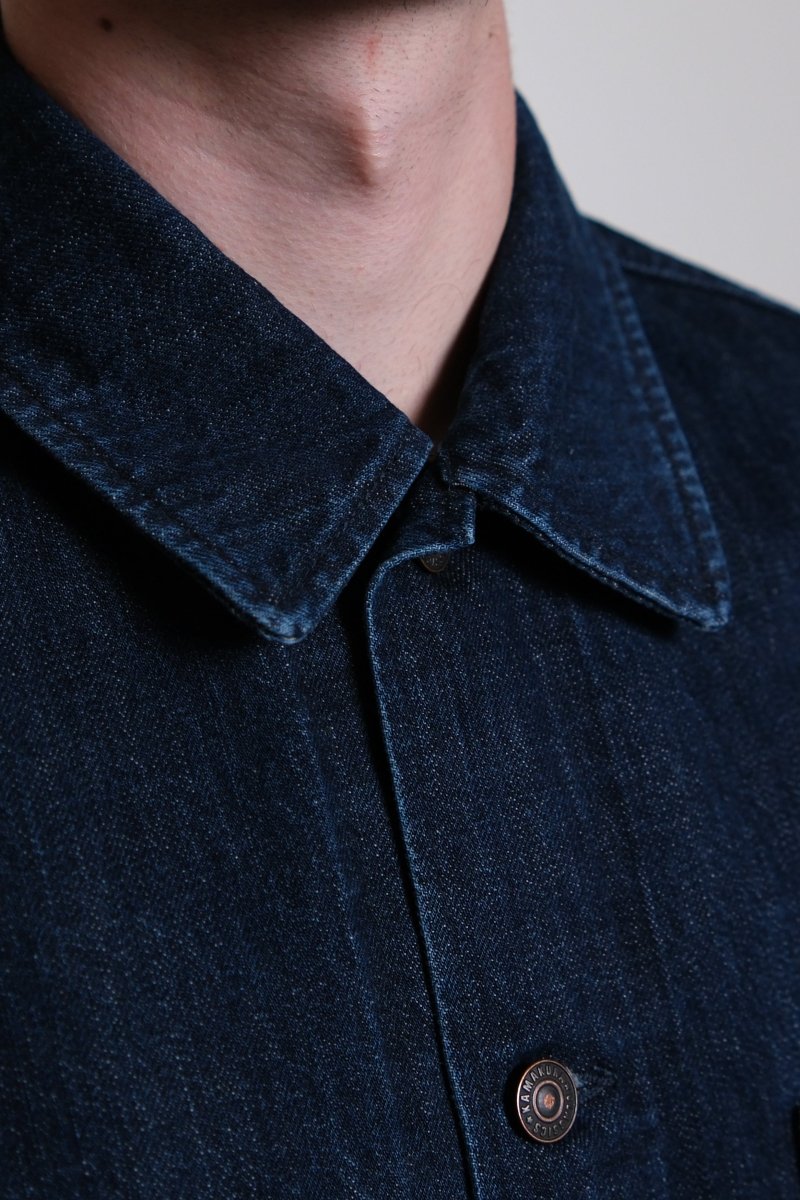 French Work Denim Jacket (Dark Blue) - Kamakura Shirt - détail denim selvedge — photo 5