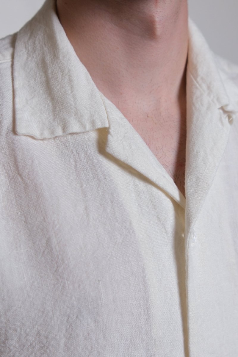 Shonan Beach White (Linen) - Kamakura Shirt - détail col ouvert — photo 3