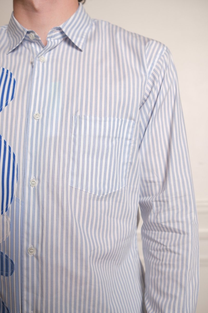 Men’s Striped Number Shirt Blue COMME DES GARÇONS SHIRT - détail matière — photo 3