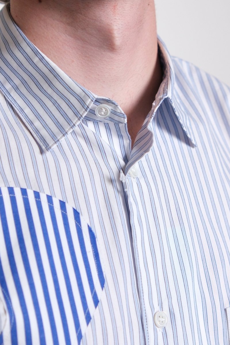 Men’s Striped Number Shirt Blue COMME DES GARÇONS SHIRT - détail coutures — photo 5