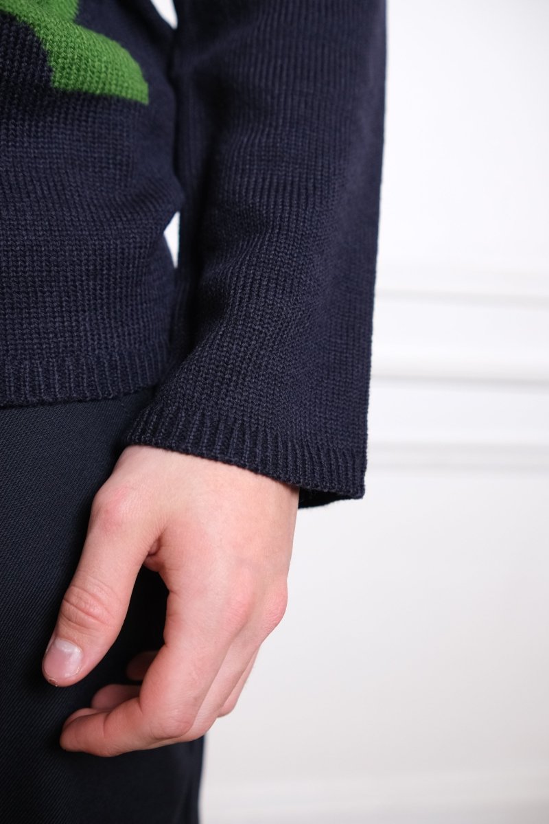 Men’s Intarsia Knit Sweater Navy COMME DES GARÇONS SHIRT - détail matière — photo 3