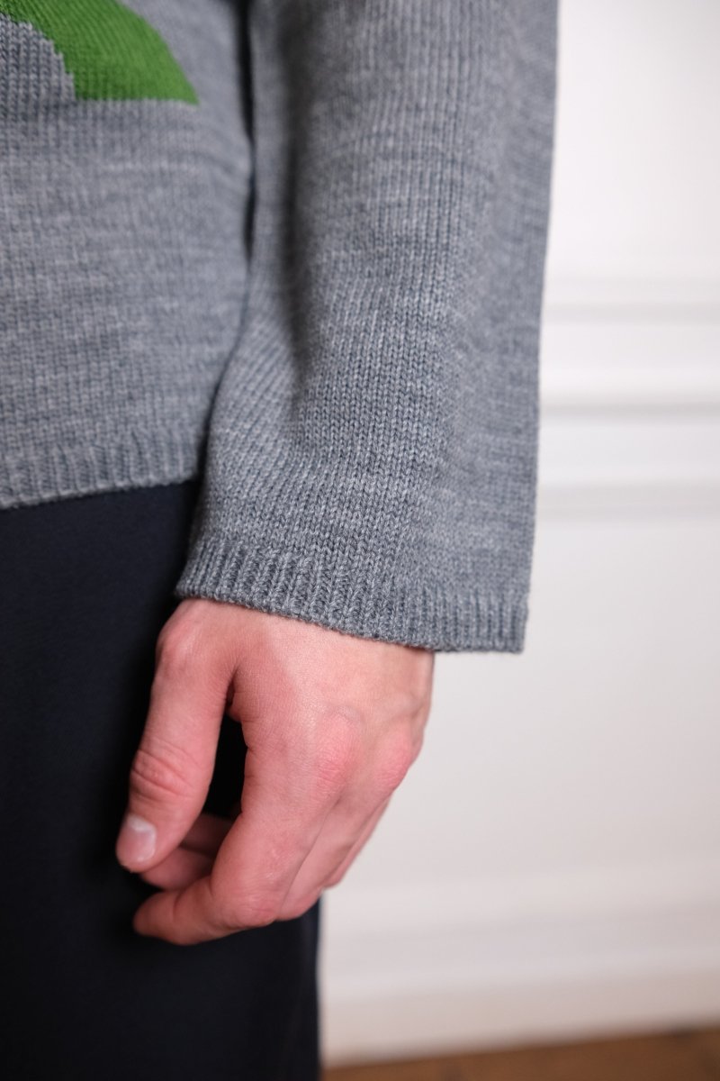 Men’s Intarsia Knit Sweater Grey COMME DES GARÇONS SHIRT - détail col — photo 4