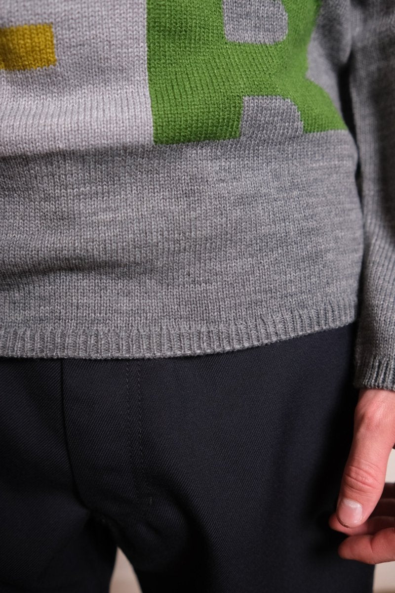 Men’s Intarsia Knit Sweater Grey COMME DES GARÇONS SHIRT - détail coutures — photo 5