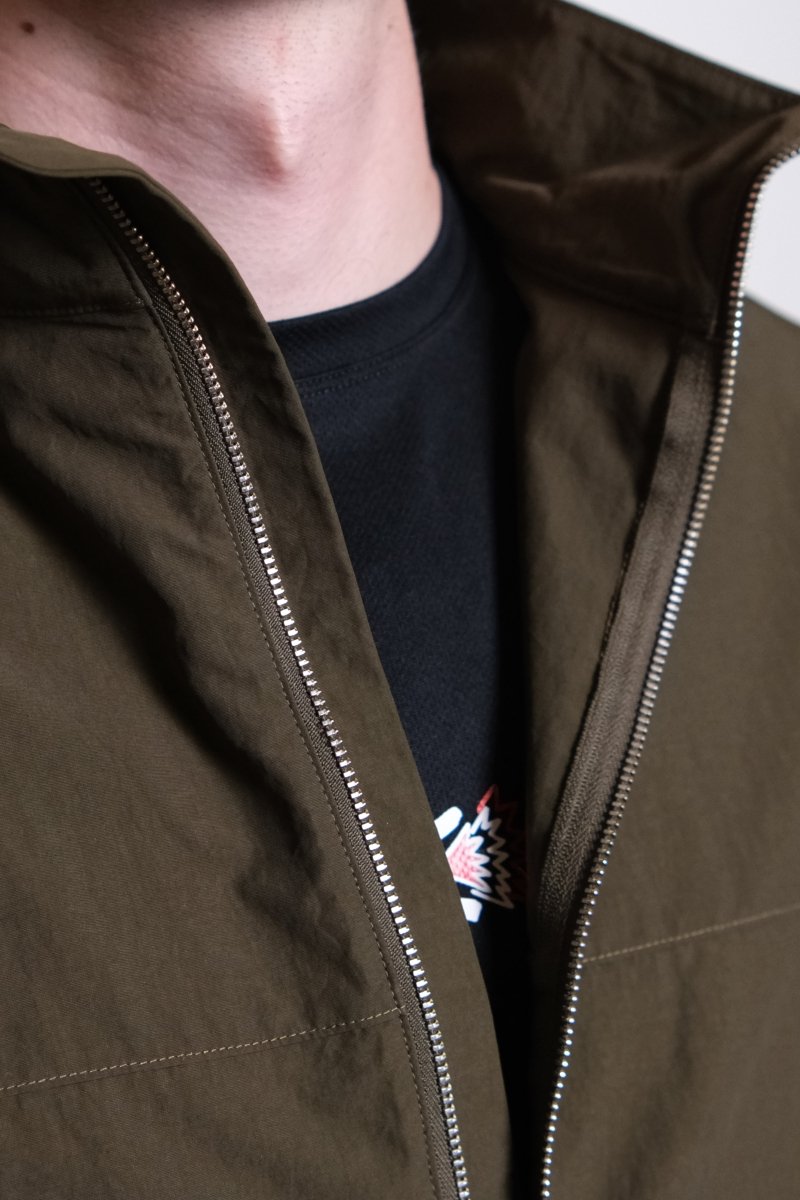 Half-Zip Nylon Windbreaker - Moss