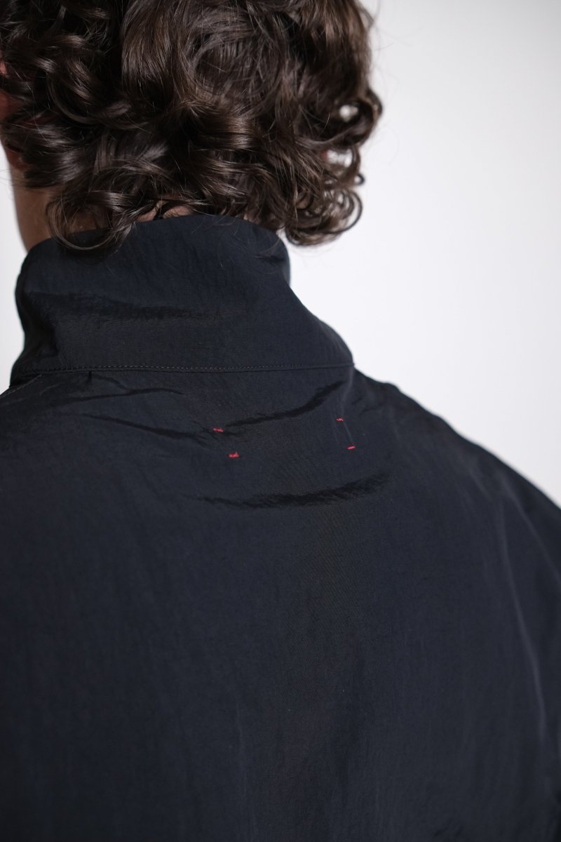 Half-Zip Nylon Windbreaker - Black