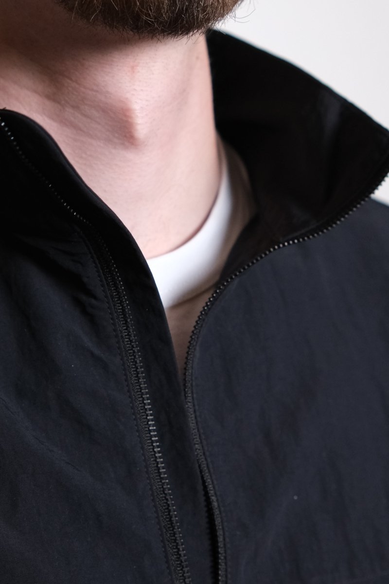 Half-Zip Nylon Windbreaker - Black