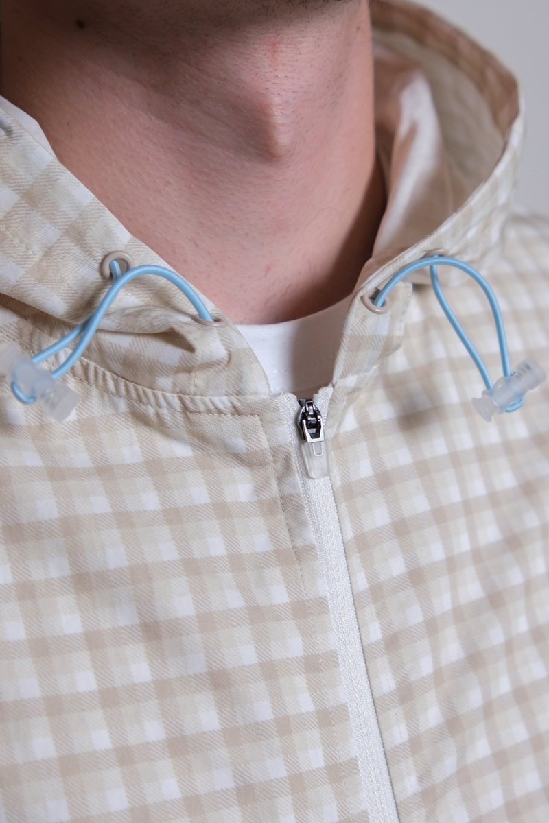 DAYBREAK JACKET - Checkered Beige THE NEW ORIGINALS - détail col et fermeture