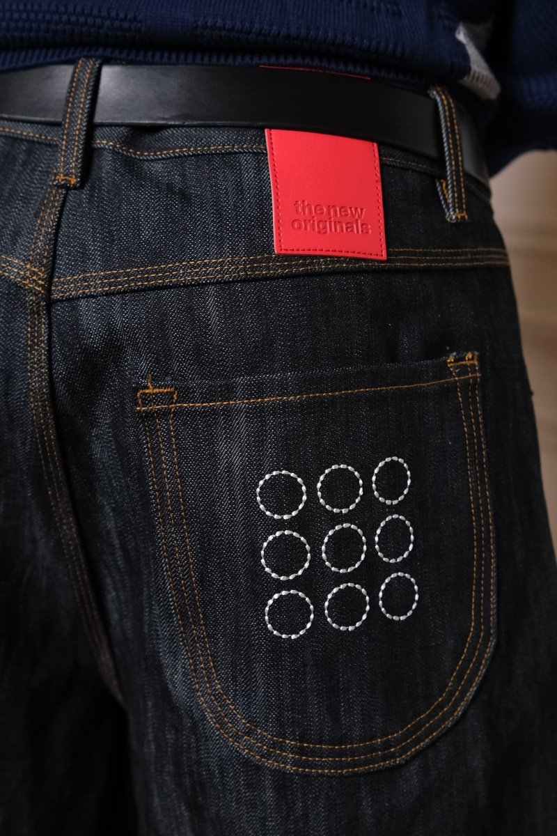 9-DOTS JORTS - Slub Raw Denim THE NEW ORIGINALS - détail denim slub brut