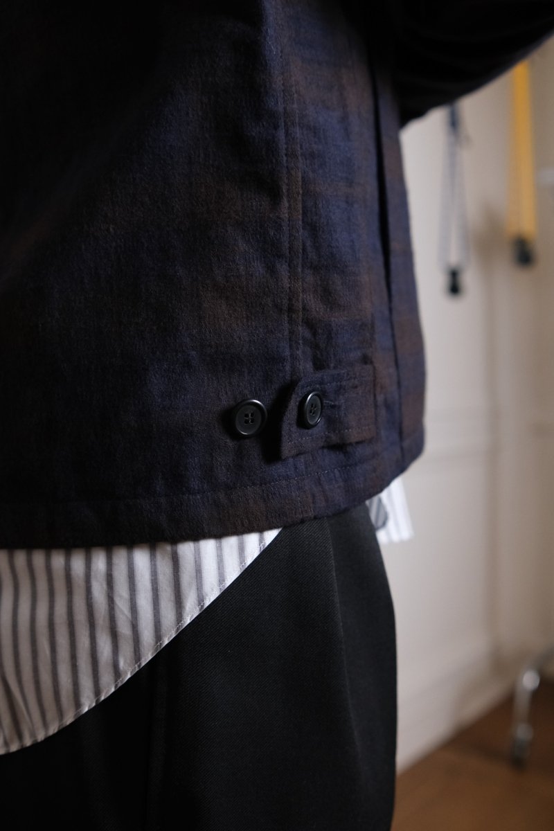 ANOTHER OVERSHIRT 3.0 - Navy/Brown Check ANOTHER ASPECT - detail doublure interieure