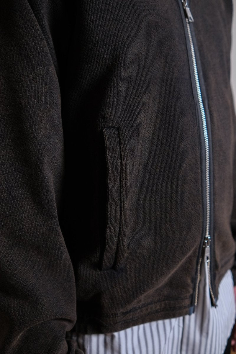 COVET FULL ZIP - Burned Black MFPEN - détail zip YKK et col montant — photo 4