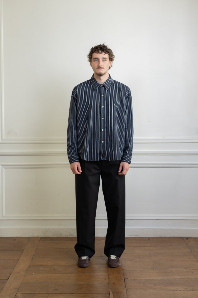 EXACT SHIRT - Black Office Stripe MFPEN — photo 1