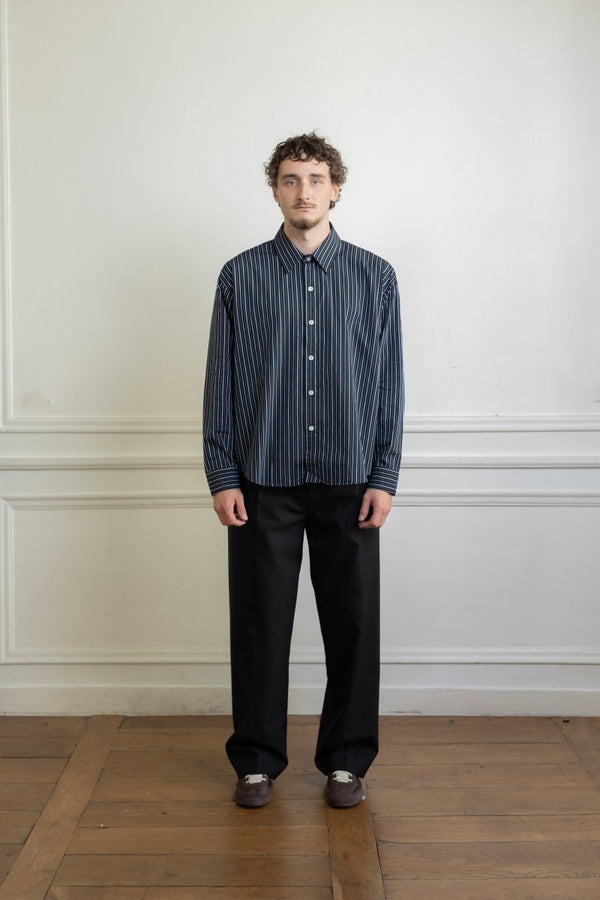 EXACT SHIRT - Black Office Stripe