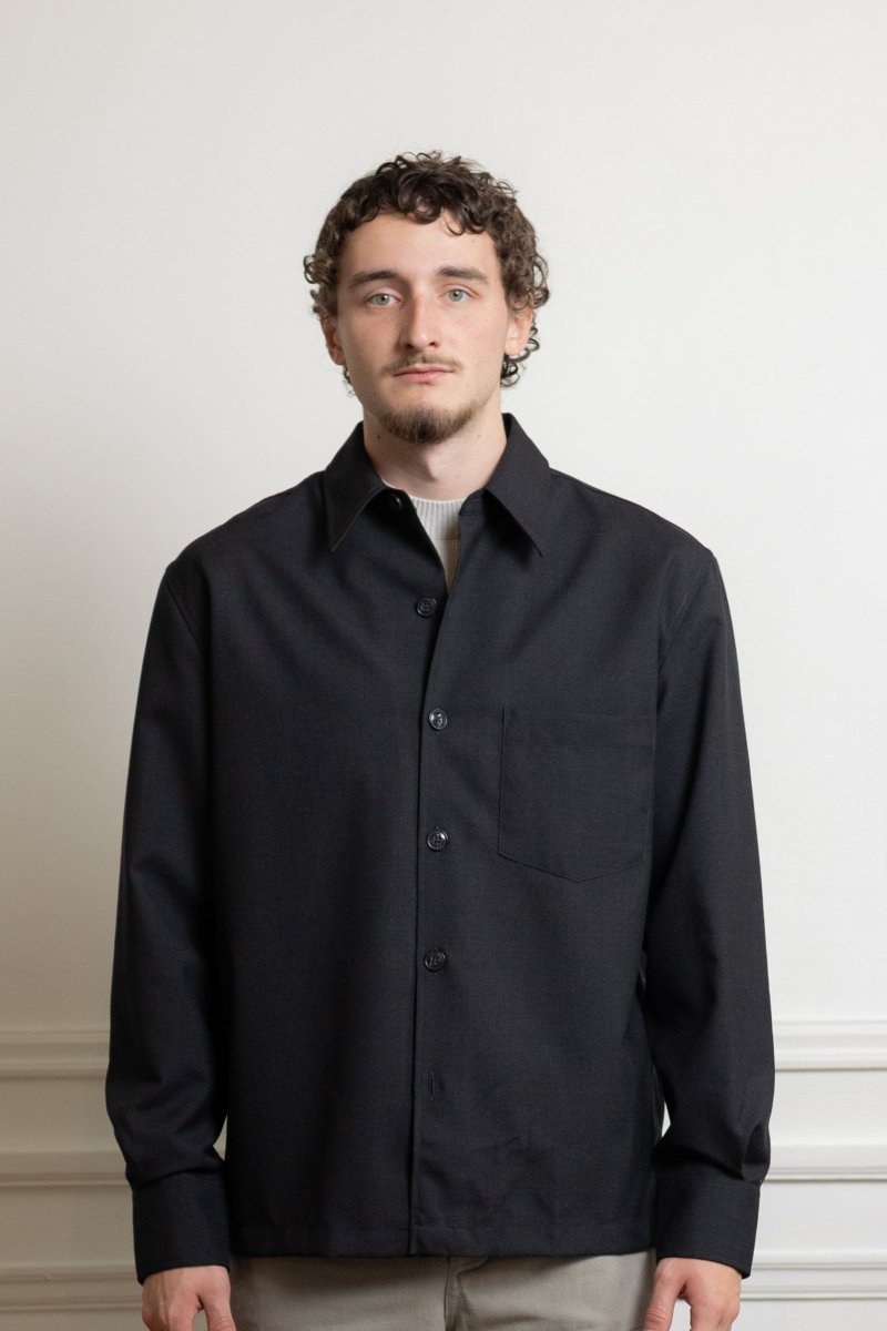 Western Overshirt - Laine tropicale - Gris Anthracite chiné MUSEUM GARMENTS