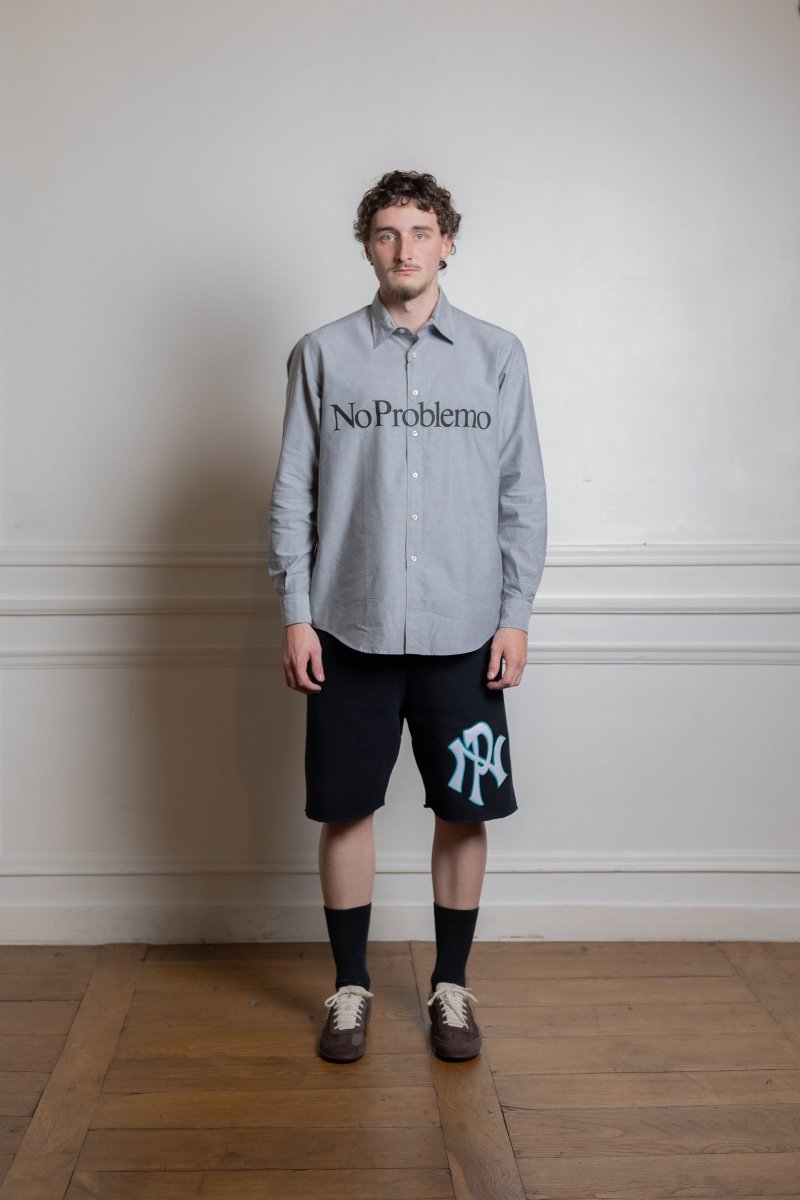 No Problemo LS Stripe Oxford Shirt Charcoal Aries no problemo