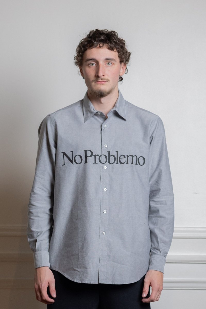 No Problemo LS Stripe Oxford Shirt Charcoal Aries no problemo