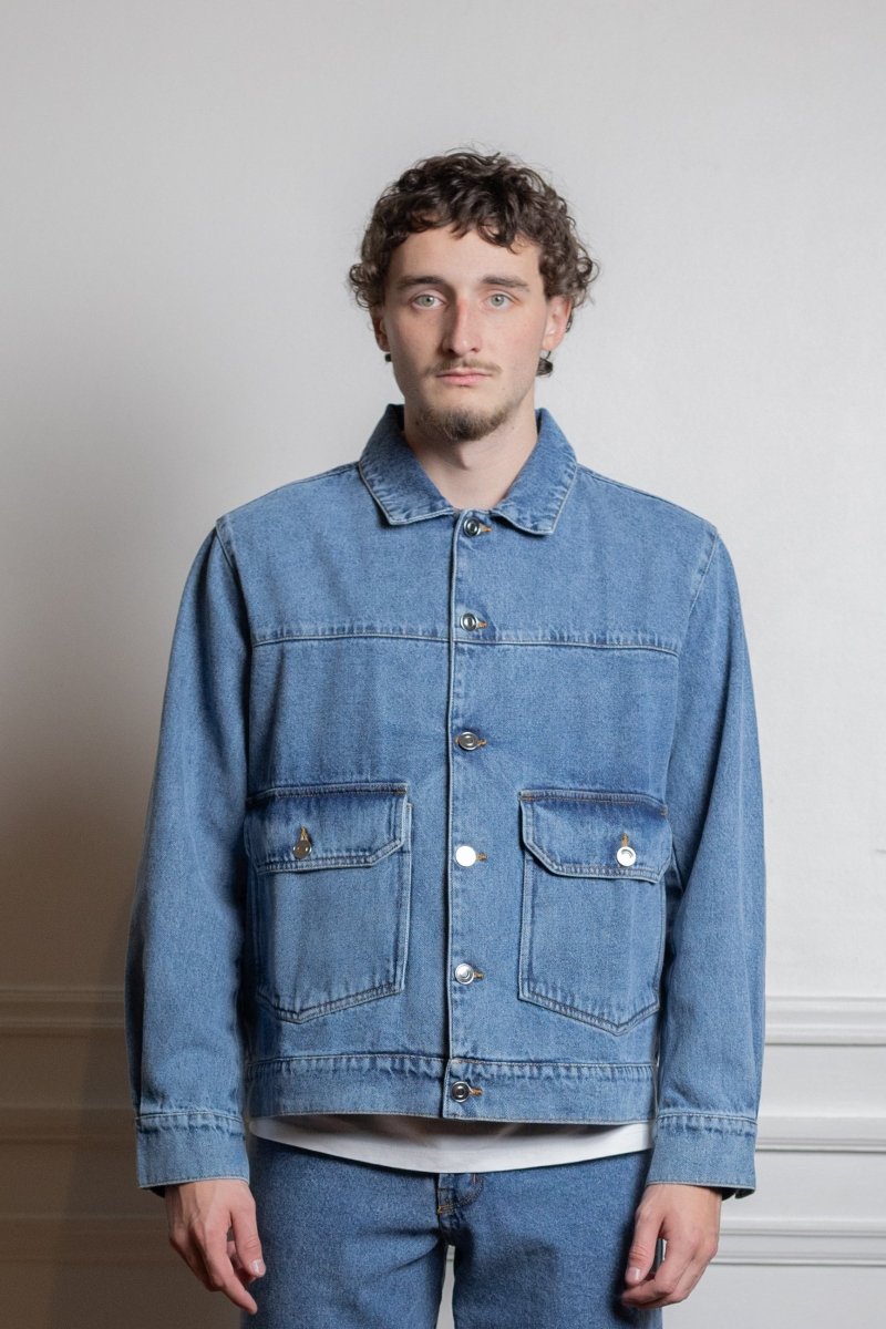 drs denim jacket stone washed Pop trading company