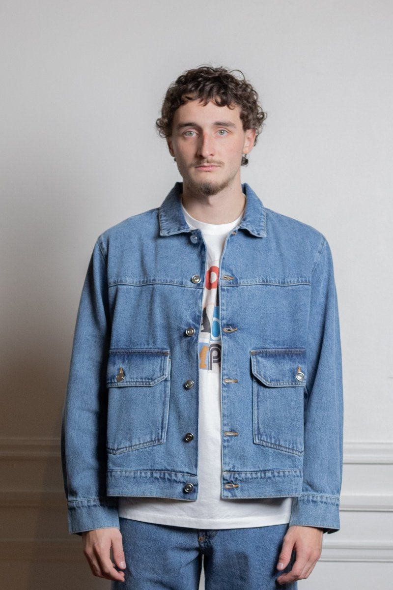 drs denim jacket stone washed Pop trading company