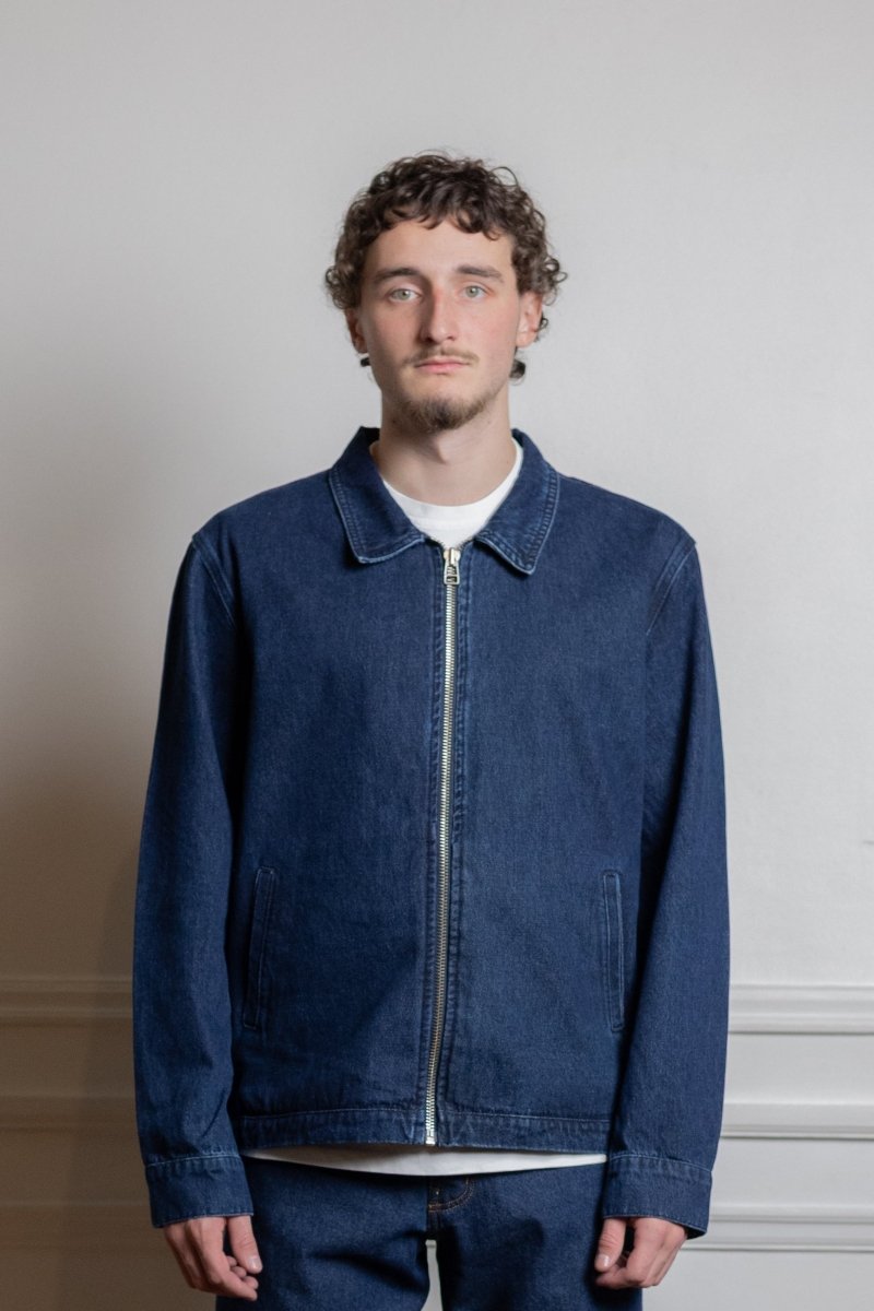 denim full zip jacket rinsed denim Pop trading company — photo 2