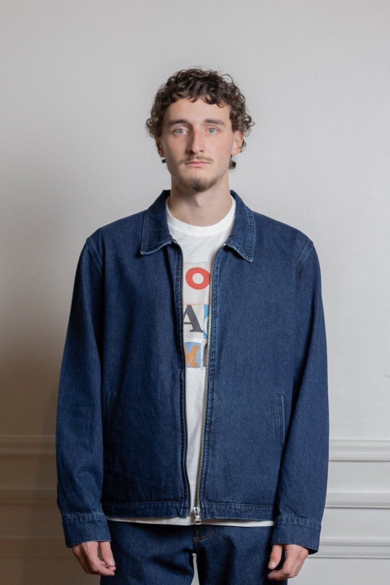 denim full zip jacket rinsed denim Pop trading company — photo 3