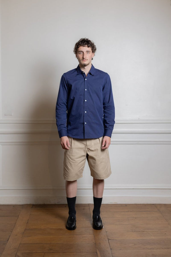 POP STRIPED LOGO SHIRT NAVY