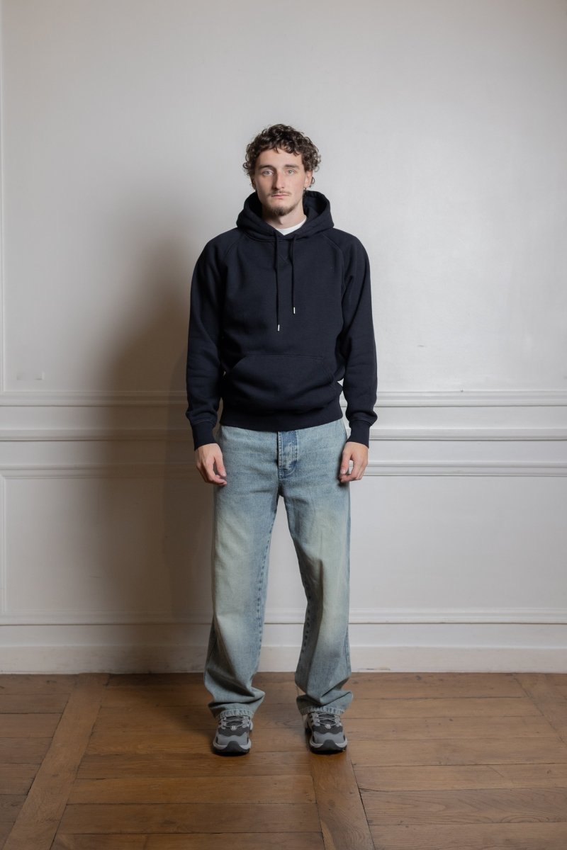 logo hooded sweat - black/white Pop trading company