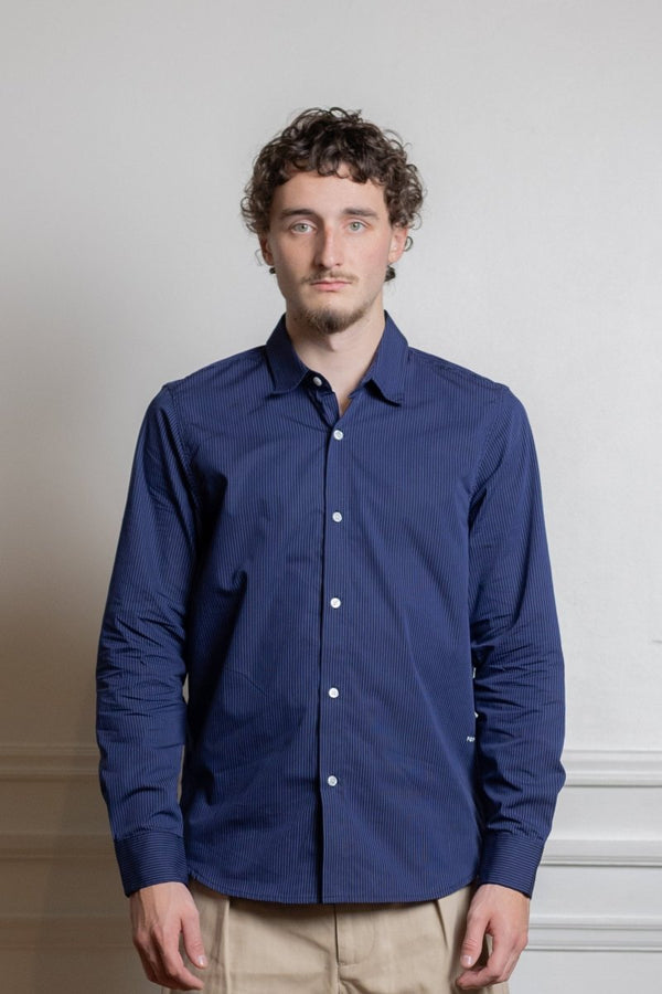 POP STRIPED LOGO SHIRT NAVY