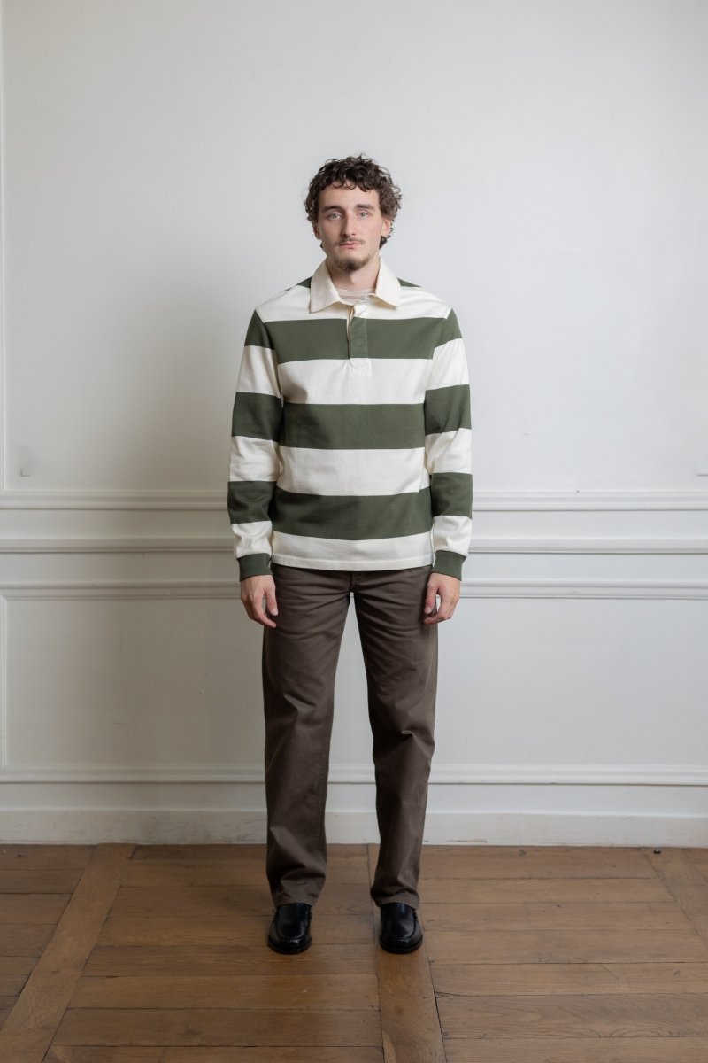 Another Rugby Polo 1.0 – Green Ecru Stripe Another Aspect — photo 1