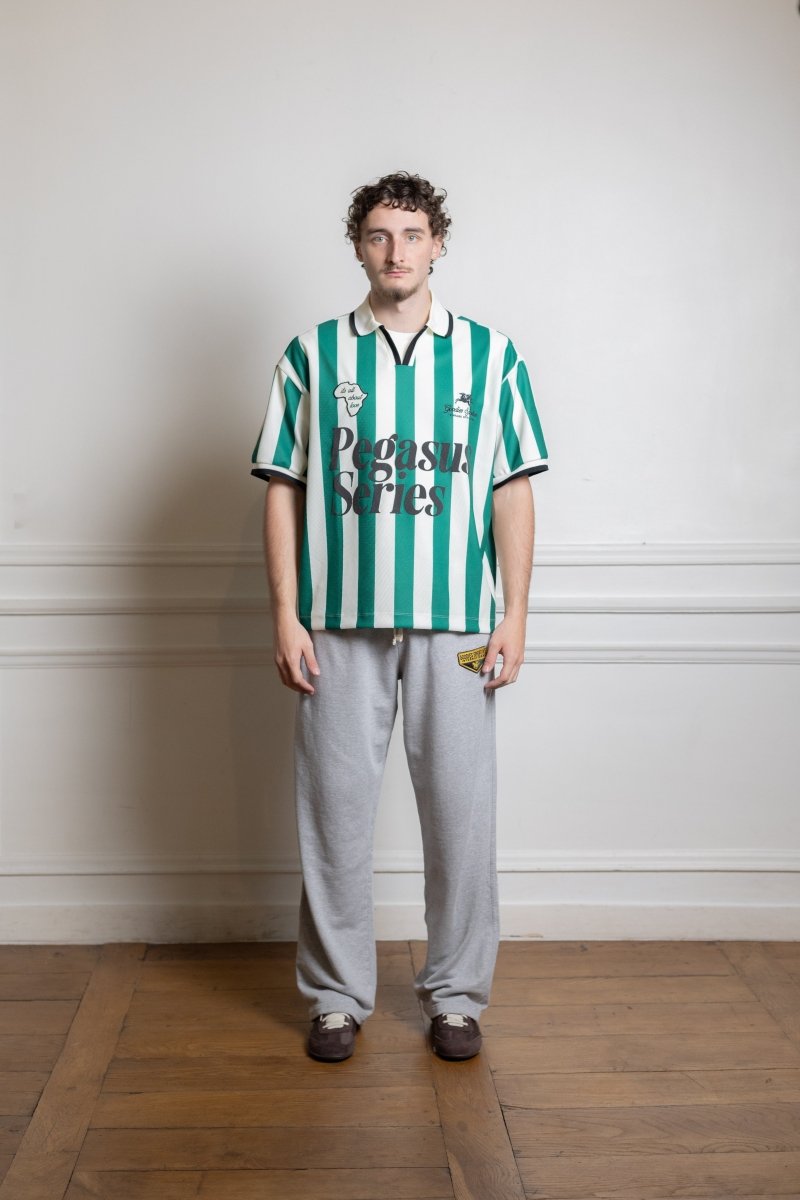 ABOUT LOVE FOOTBALL TEE - Green and Ecru GOODIES SPORTIVE - vue de face portée — photo 1