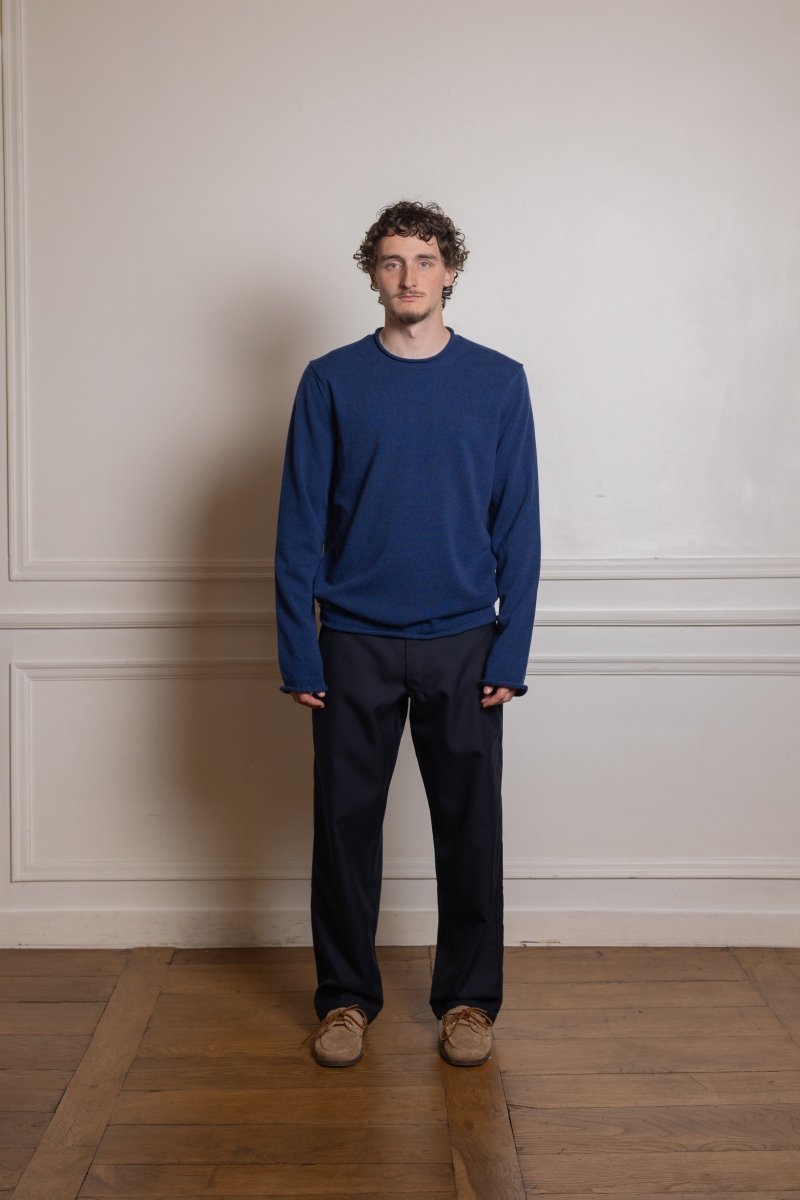 Men’s Rolled Hem Sweater Navy COMME DES GARÇONS SHIRT - vue de face portée — photo 1