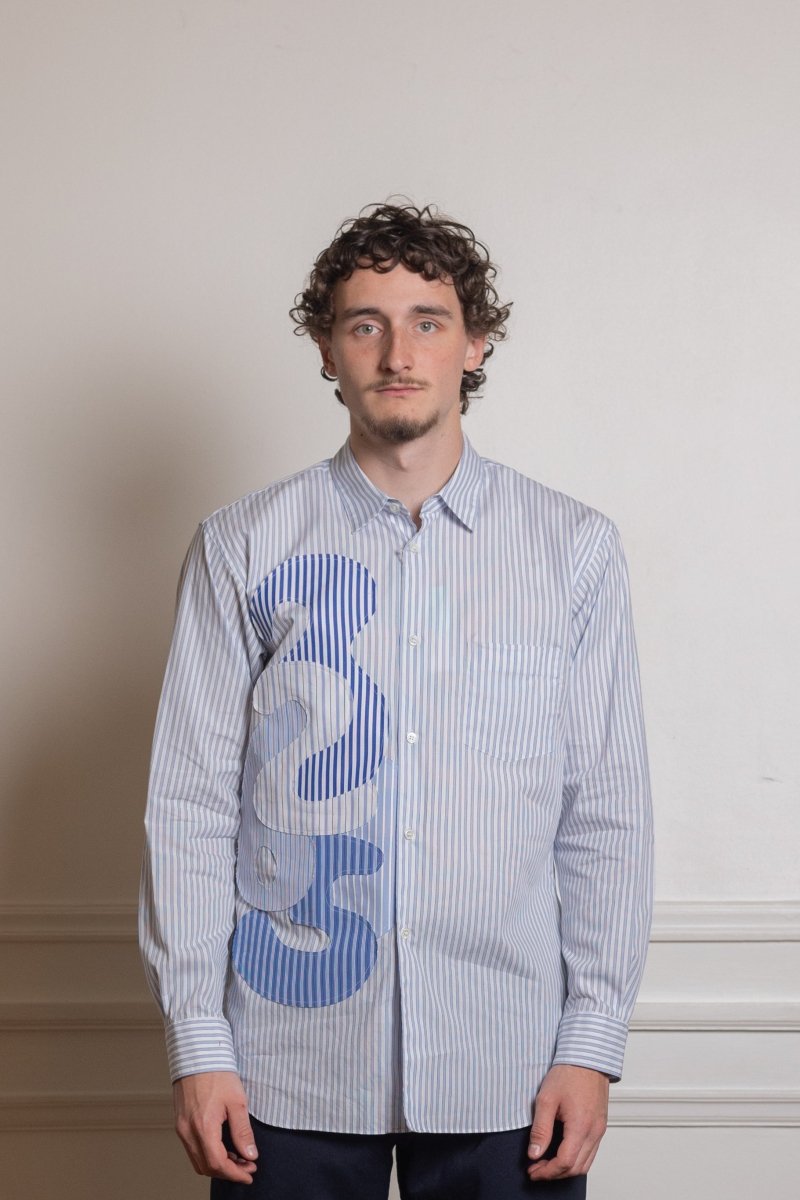 Men’s Striped Number Shirt Blue COMME DES GARÇONS SHIRT - vue de dos — photo 2