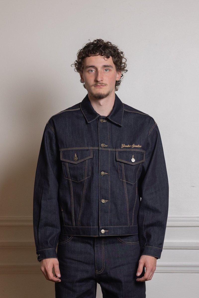 Raw Denim Trucker Jacket Indigo X Aura