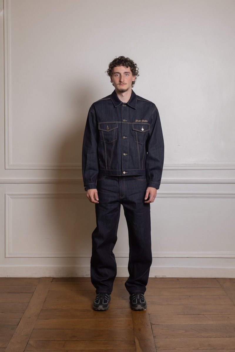 Raw Denim Trucker Jacket Indigo X Aura