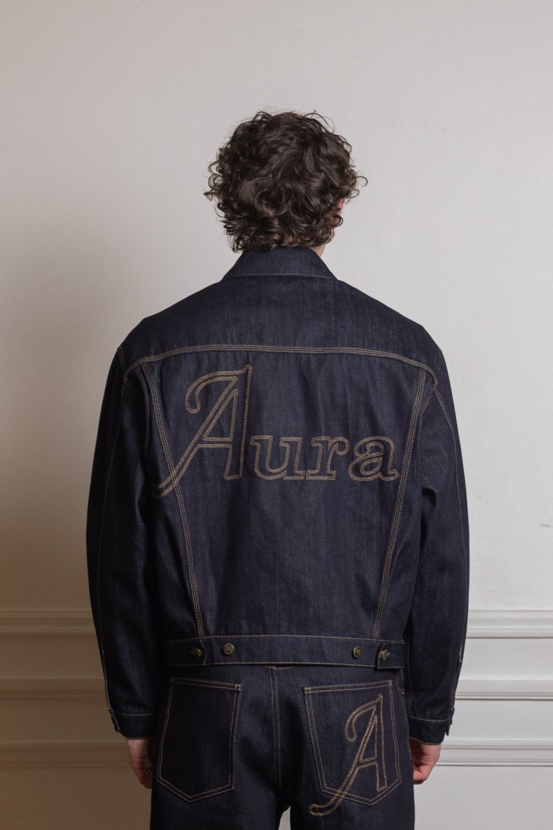 Raw Denim Trucker Jacket x Aura - dos