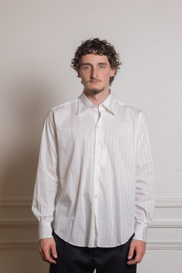 WHITE/WHITE STRIPES NORMAL SHIRT