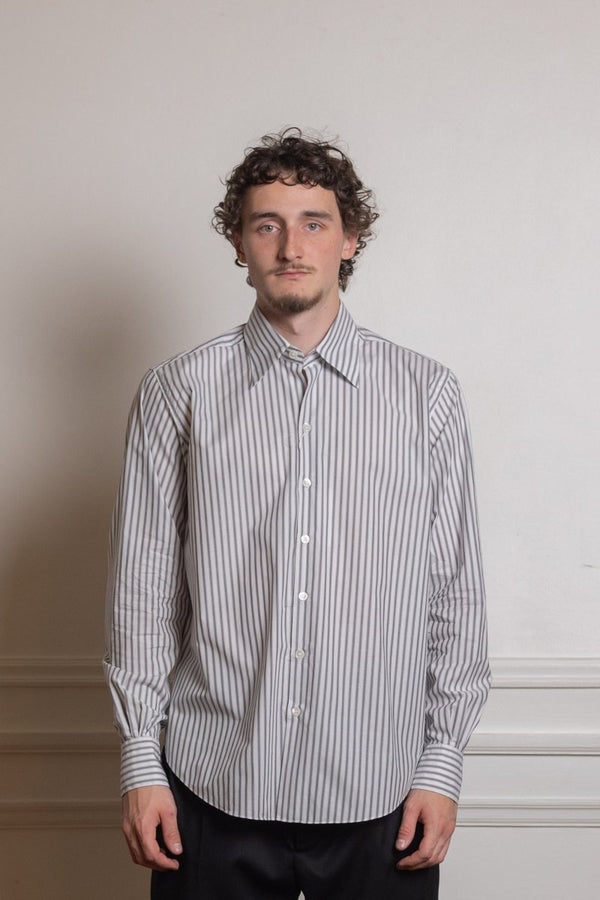 WHITE/BLACK STRIPES NORMAL SHIRT