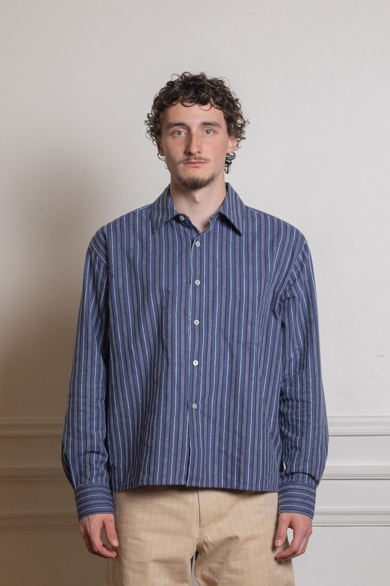FLAT SHIRT - NAVY / BLUE / WHITE STRIPE