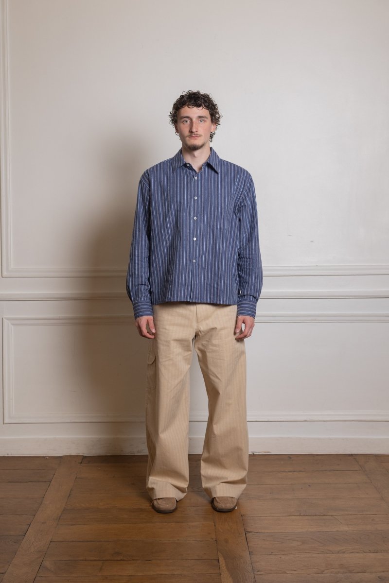 CARG PANTS - IVORY HERRINGBONE