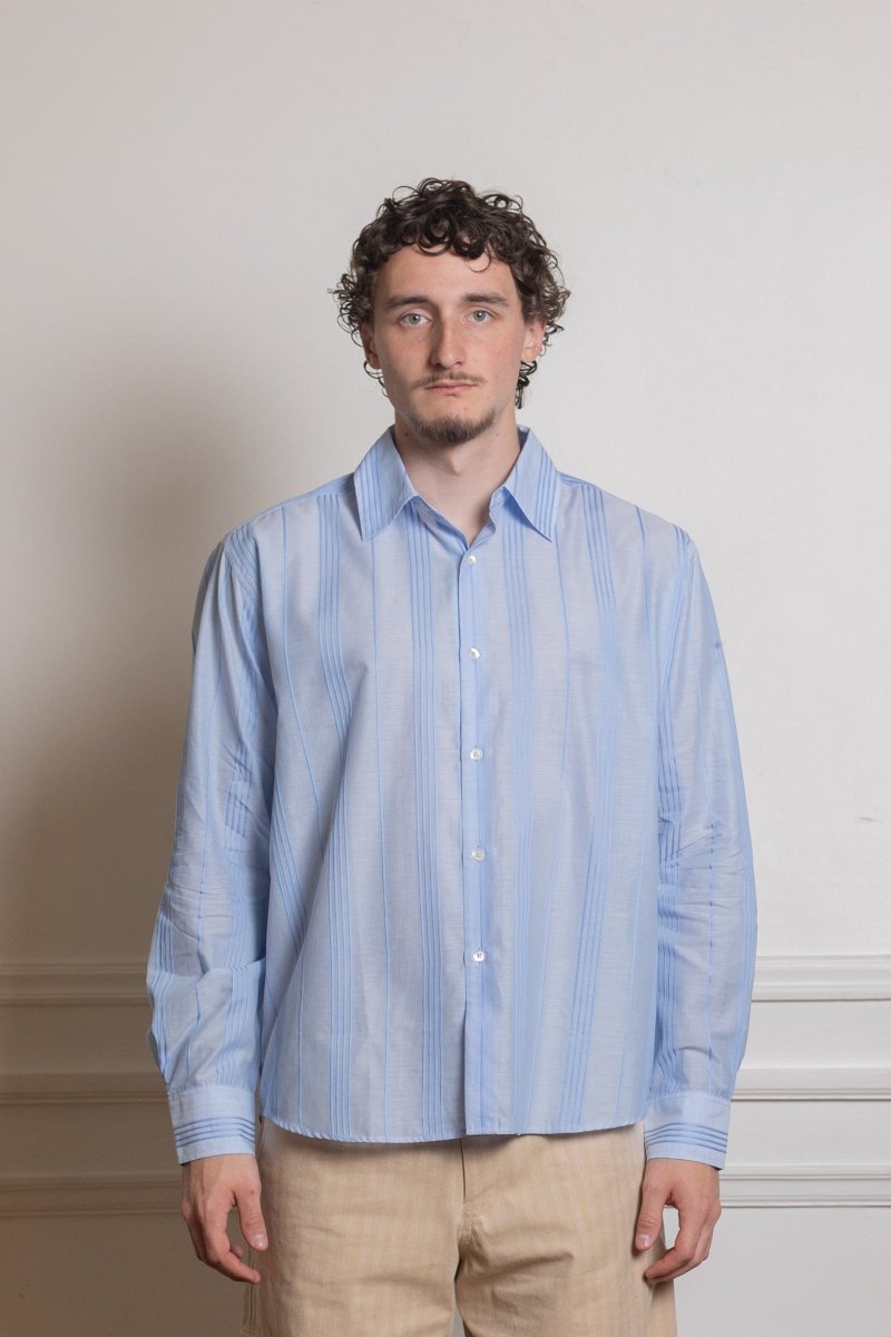 FIND SHIRT - BLUE PLISSÈ STRIPE — photo 2