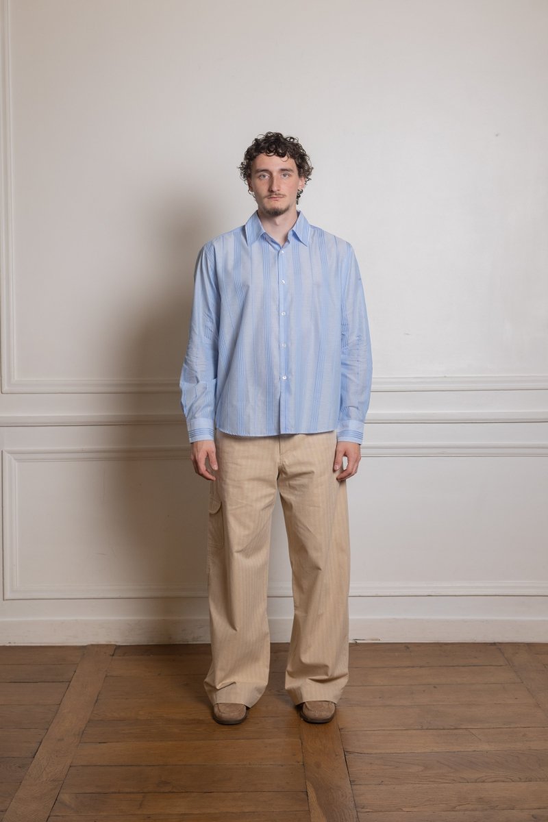 FIND SHIRT - BLUE PLISSÈ STRIPE