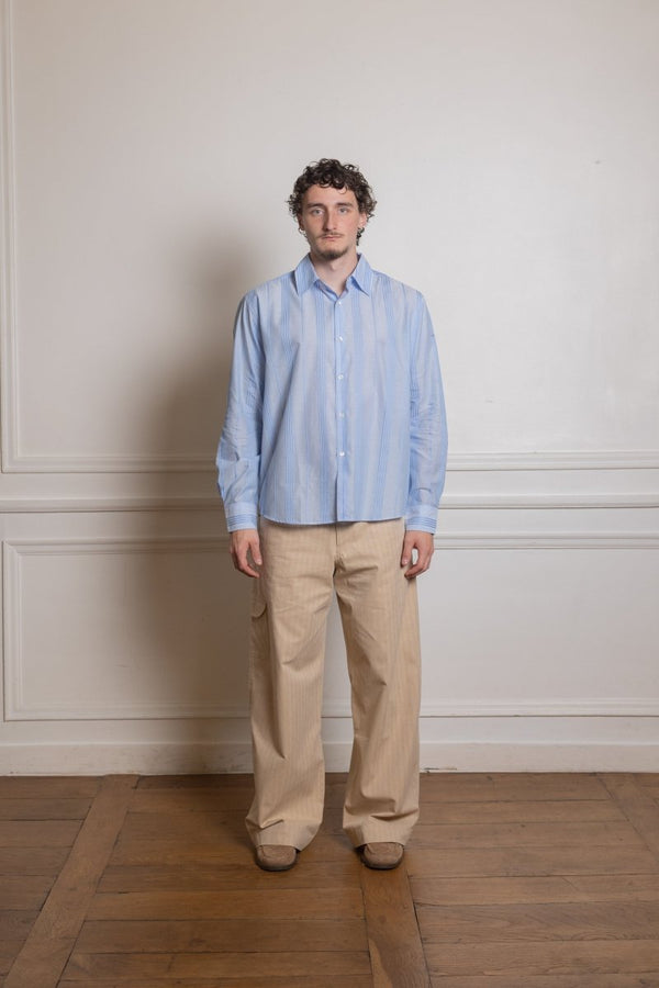 FIND SHIRT - BLUE PLEATED STRIPE