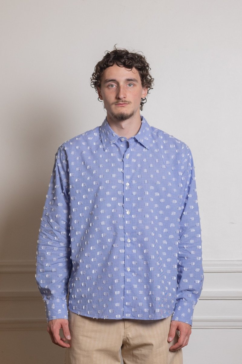 FIND SHIRT - BLUE / WHITE FRINGE CHECK