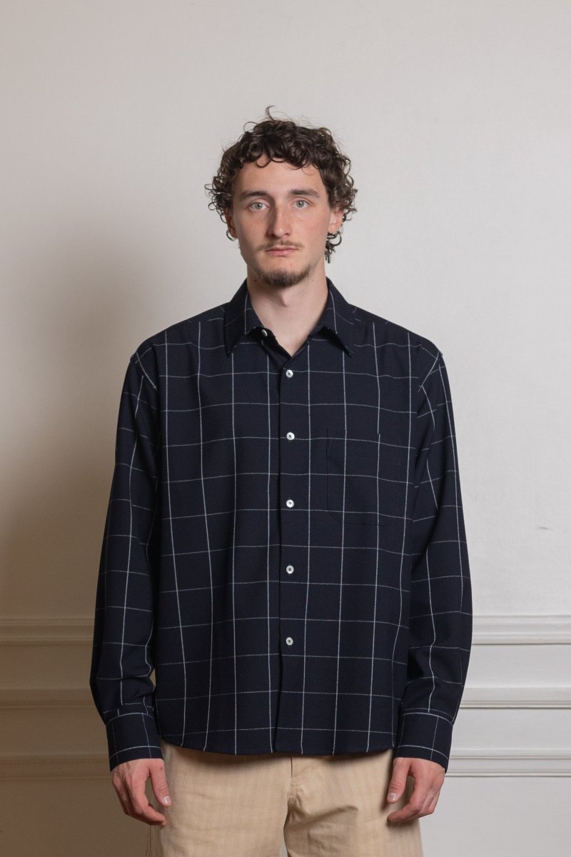MADE SHIRT - NAVY/WHITE WIDE CHECK — photo 2