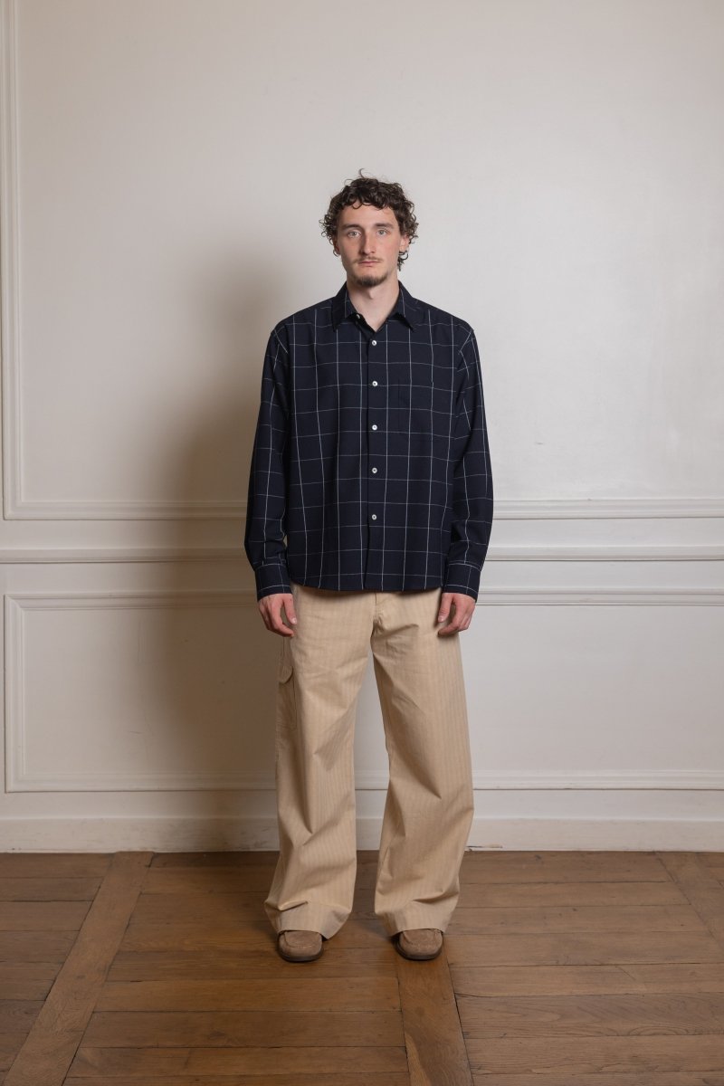 MADE SHIRT - NAVY/WHITE WIDE CHECK — photo 1