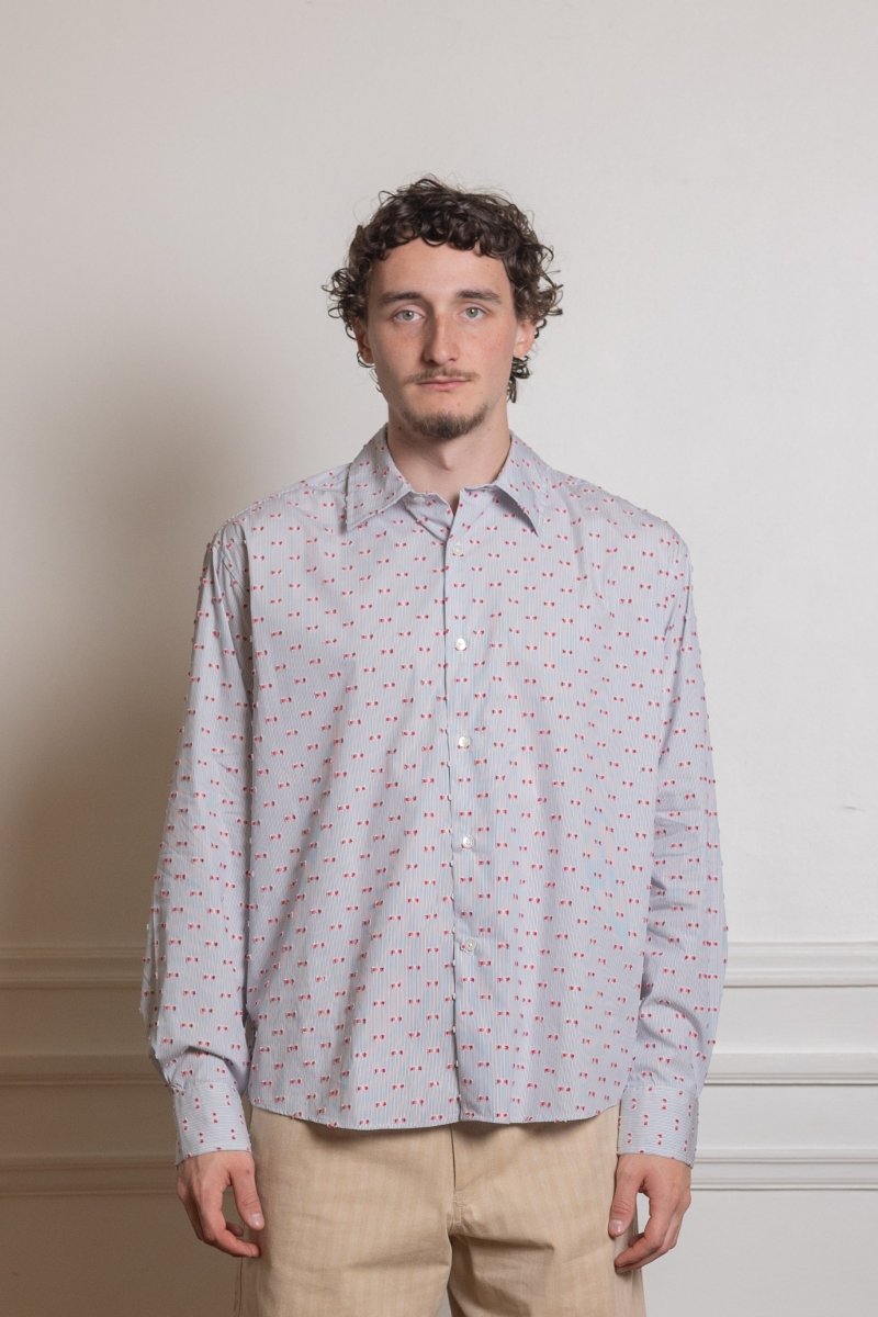 FIND SHIRT - BLUE/WHITE STRIPE RED FRINGE