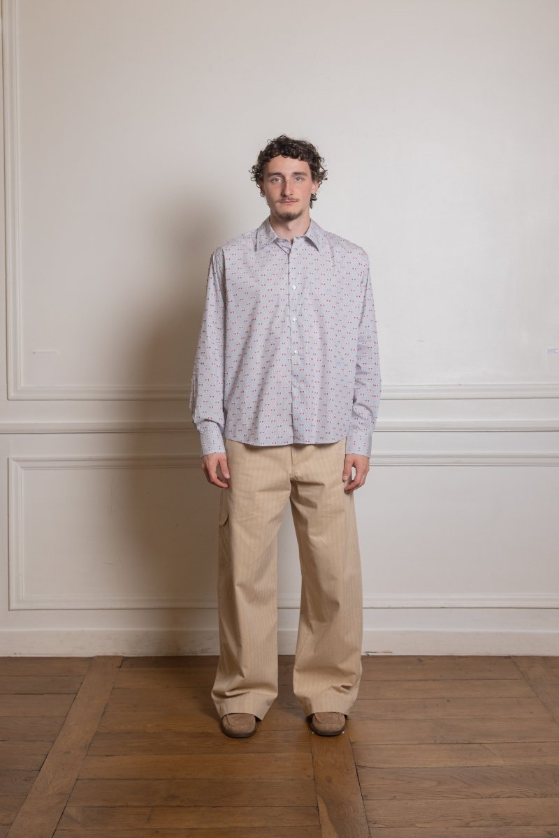 FIND SHIRT - BLUE/WHITE STRIPE RED FRINGE