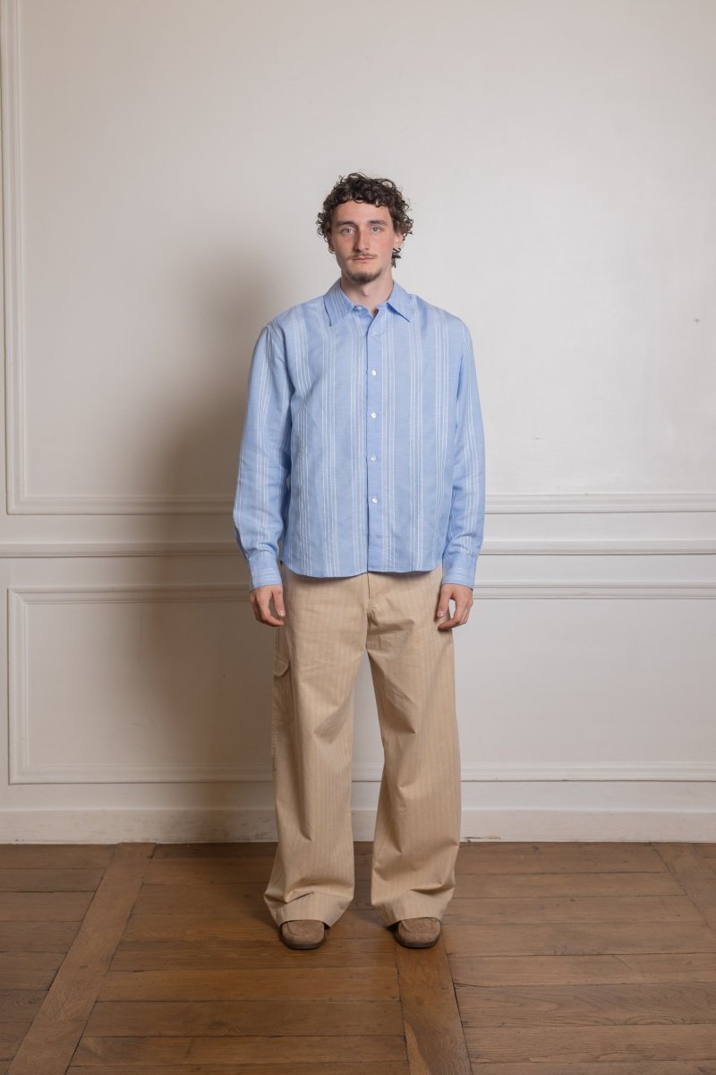 FIND SHIRT - BLUE / WHITE LINEN STRIPE