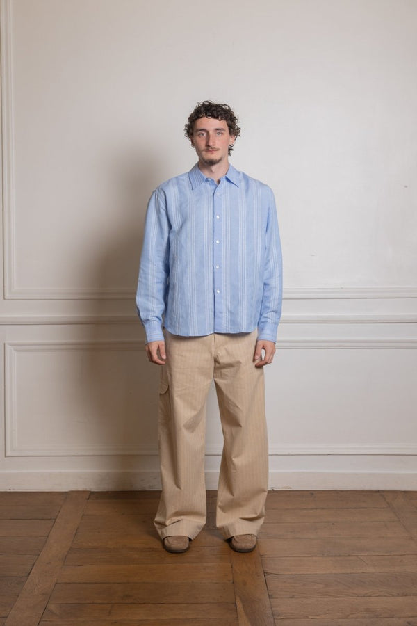FIND SHIRT - BLUE / WHITE LINEN STRIPE