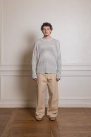 RIB LONGSLEEVE - WHITE / BLACK STRIPE