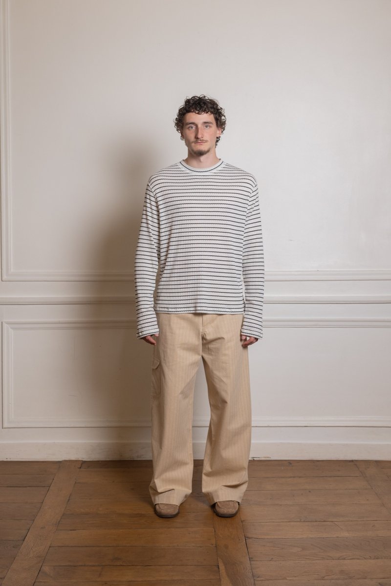 RIB LONGSLEEVE - WHITE / BLACK STRIPE