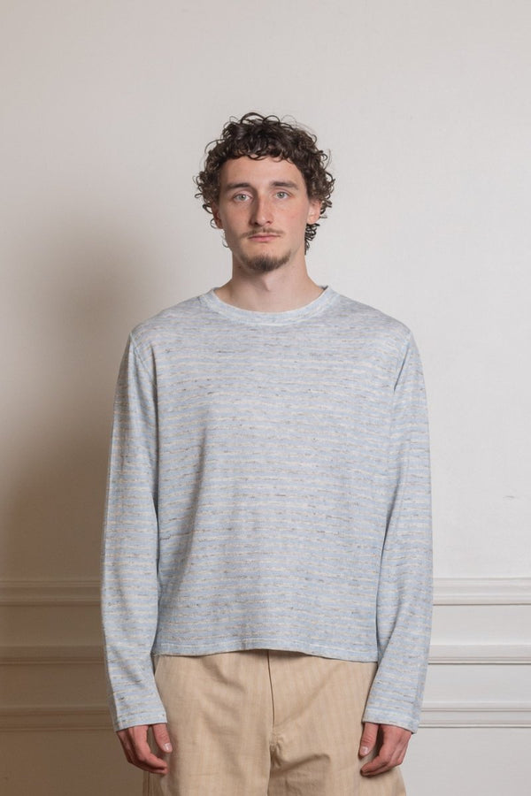 PASS LONGSLEEVE - White/Black/Blue Stripe